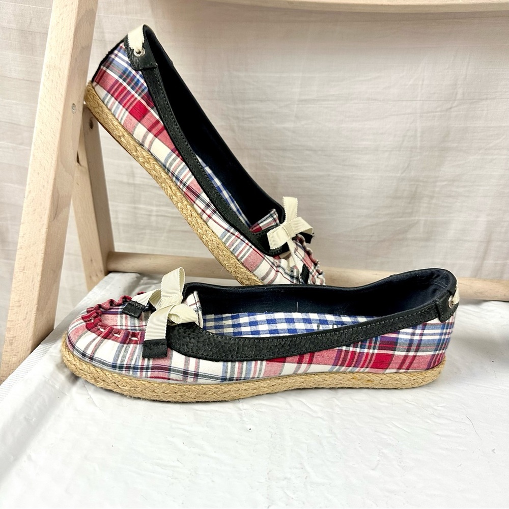 Sperry Topsider Madras Espadrille Flats with Bow Size 6.5 & 9 M